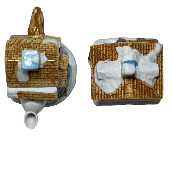 Vintage Cottage Teapot Bag Holder Canister Creamer Sugar Bowl Serving Set 2 Pc - Picture 2 of 16